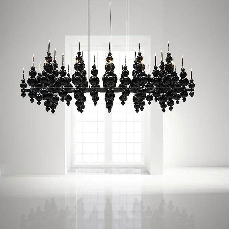 Luxury Living Room Black Chandelier Designer Tears From Moon Chandelier For Ceiling Restaurant Large Dining Table Hanging Lamp
