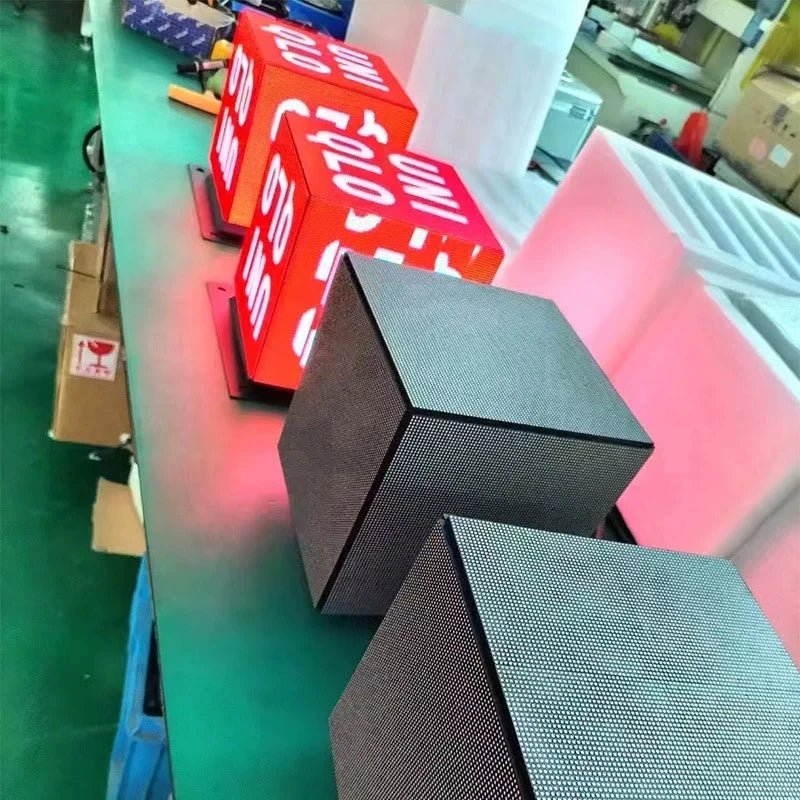Cube Screen Indoor/Outdoor Electronic Advertising Display with  Hanging Side Seat Mounting Option
