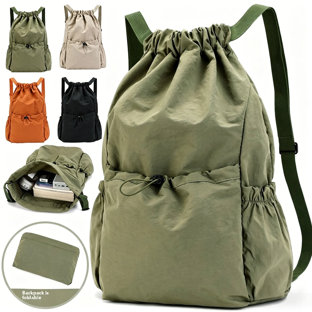 Fashionable Lightweight Drawstring Backpack: Large-Capacity Waterproof Sports Bag for School, Books, Outdoor Activities, Travel