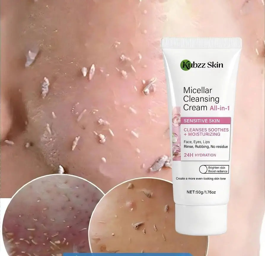 Micellar Cleansing Cream 50G——Niacinamide, Hyaluronic Acid, Collagen Formula, Deep Cleansing, Gentle Cleansing, Soothing and Moisturizing in One, Smooths Skin, Suitable for Face, Eyes and Lips, Can Be Used for Sensitive S