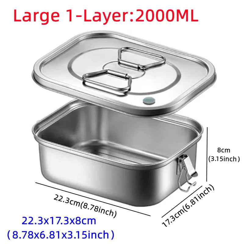 304 Stainless Steel Lunch Box Food Container Bento Box For Kids Adult Double Layer Large Capacity Tableware Food Storage Box