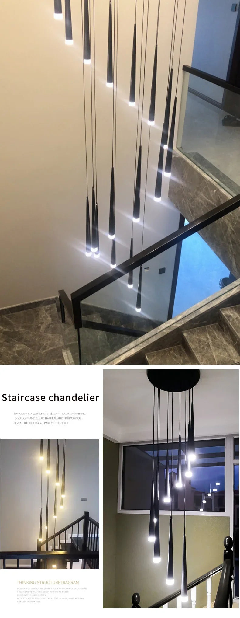 Stair Led Ceiling Chandeliers Duplex Loft Lamp Living Room Decoraction Luxury Light Appliance Hanging Lamps For  Lustre