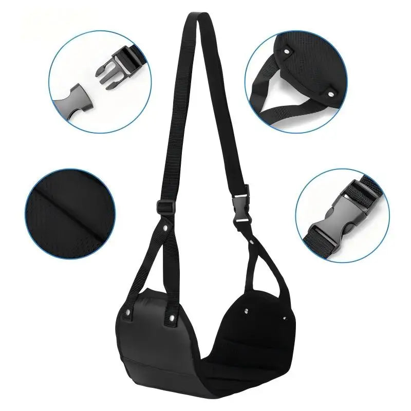 Homefish Portable Airplane Foot Hammock Adjustable Travel Flight Carry On Office Under Desk Foot Rest Black