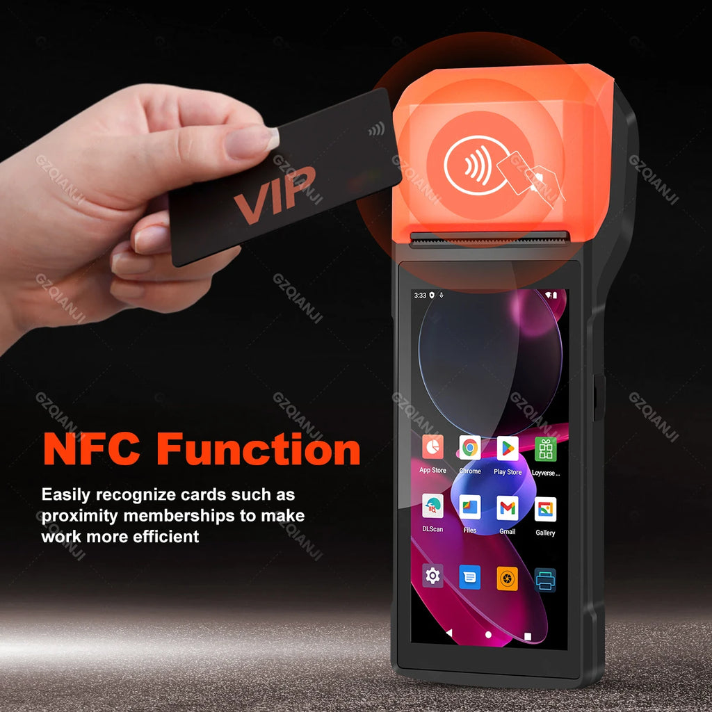 4G Android 13 / 8.1 Pos Terminal Wireless Handheld Printers 1D 2D Scanner Reader NFC Built-in 58mm Receipt Impressora Termica