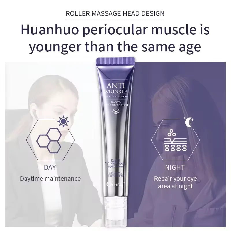 Improve Wrinkle Dark Circle Eye Cream Roller Massager Firming Moisturizing Eye Bags Hyaluronic Acid Eye Skin Care Products