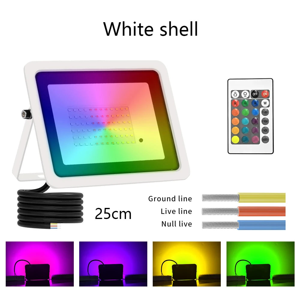 Led RGB Flood Light 20W 30W 50W 100W IP68 Outdoor Floodlight Spotlight AC 220V/110V Reflector Projector Lamp Garden RGB Lighting
