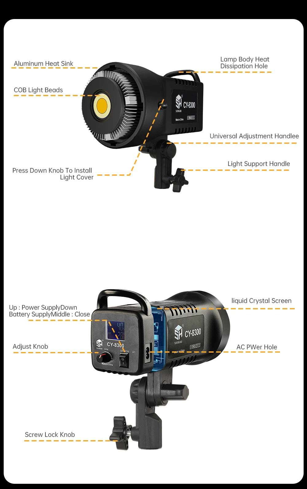 115/135W Photography Bowens Lighting LED 220V Video Studio Daylight-Balanced Lamp Portrait Flash Studio 3000-6000K 3 Colors