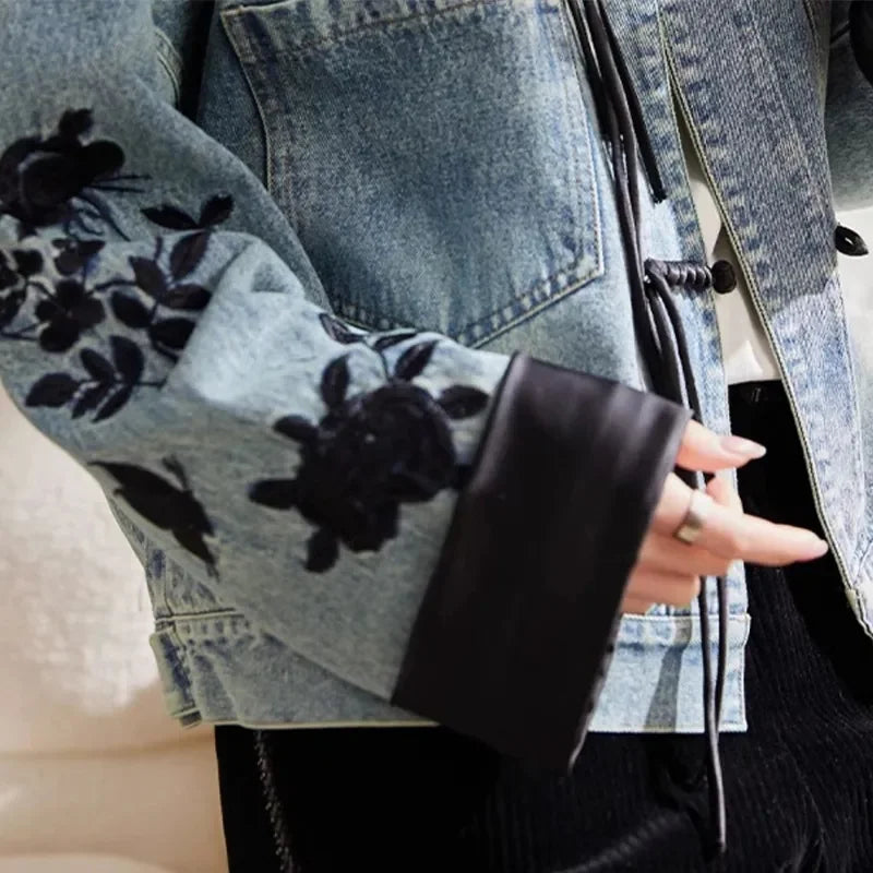 Denim Jacket For Women in Spring and Autumn 2024 New Embroidered Chinese Style Fashion Versatile Denim Clothing High-end women's