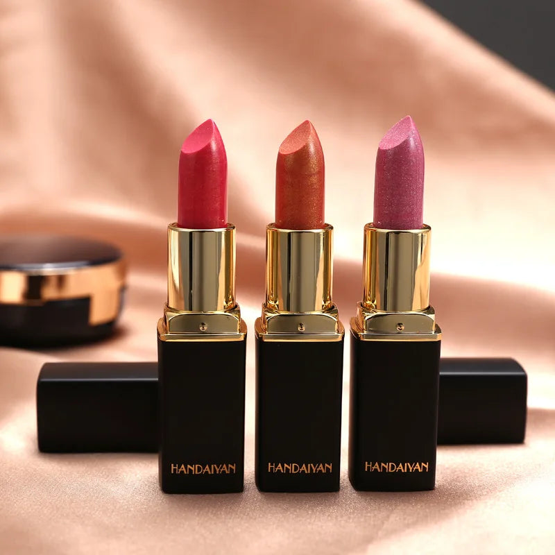 9 Colors Golden Glitter Matte Velvet Nude Metal Lipstick Shimmer Sexy Red Pigments Makeup Long Lasting Waterproof Profissional