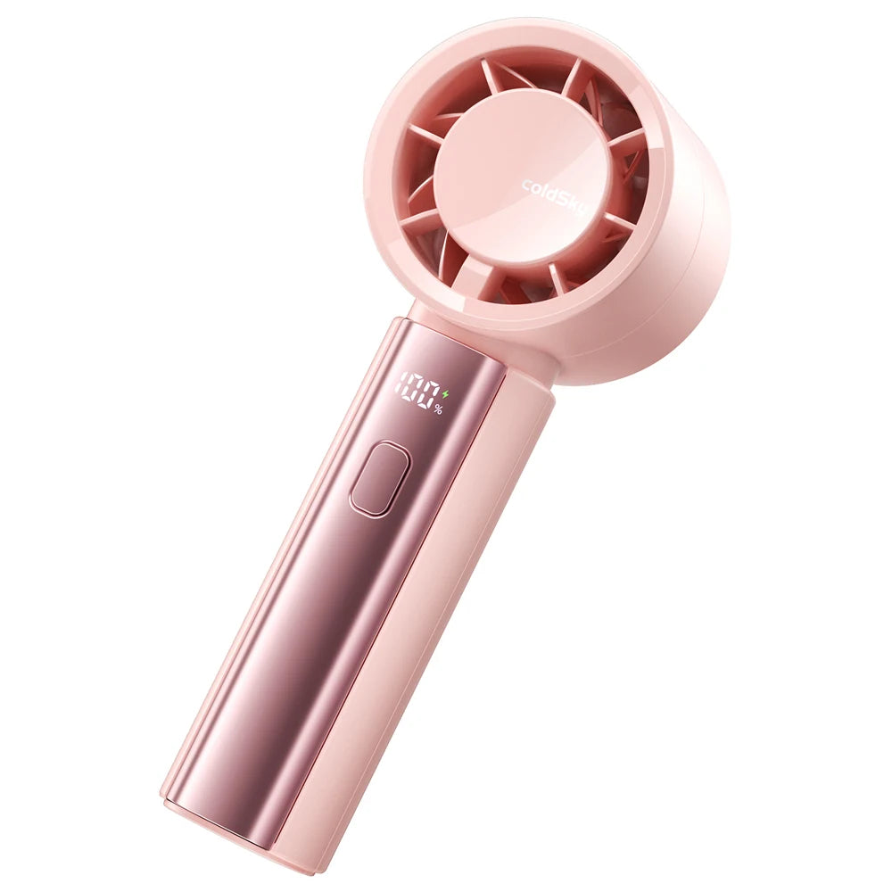 coldSky Handheld Mini Fan 4000mAh Battery Portable Rechargeable Fan with LED Display 5 Speed Turbo Fan for Beach Travel Vacation