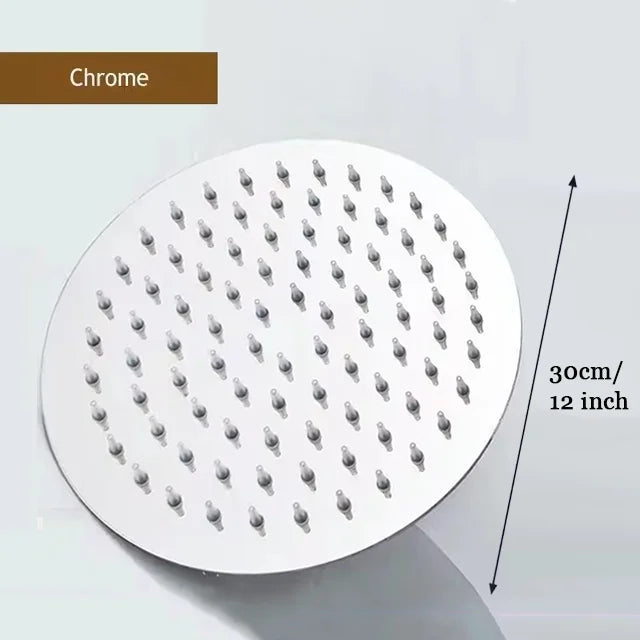Rainfall Shower Head 12/10/8 Inch Waterfall Shower Ultra Thin 201 Stainless Steel Square Rain Showerheads Bathroom Accessories
