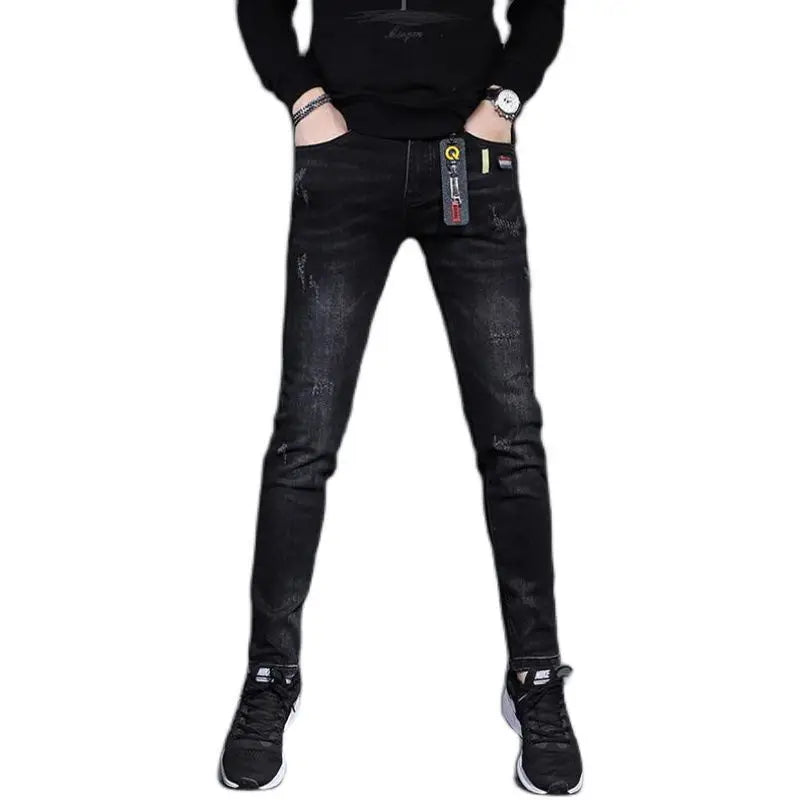 Fashionable Men's Luxury Cowboy Pants Skinny Jeans Black Skinny Jeans for Men Stretch Boyfriend Denim Youth Streetwear Trousers