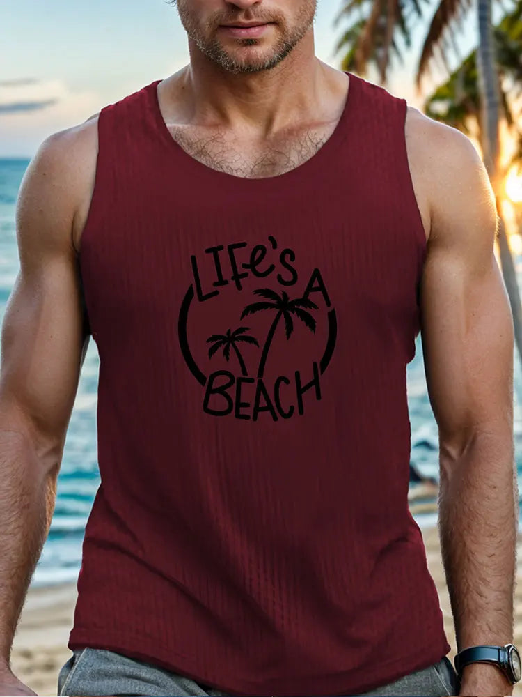 2024 Summer Outdoor Beach Men's Top Hawaiian Style Men's Tank Top Vintage Car Print Tank Top Everyday Casual Sleeveless T-shirt