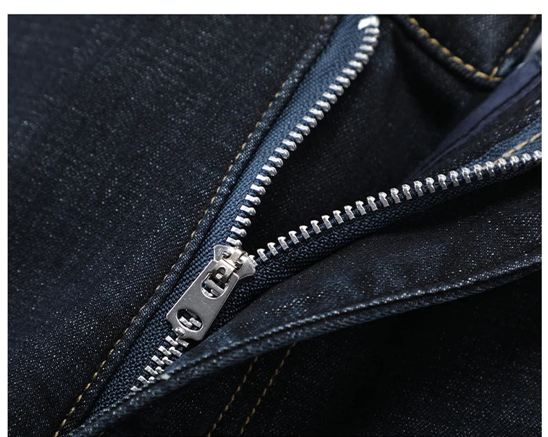 Men Winter Fleece Warm Jeans Brand 2024 Fashion Business Pants Retro Classic Denim Trousers Autumn Casual Stretch Slim Jeans Men