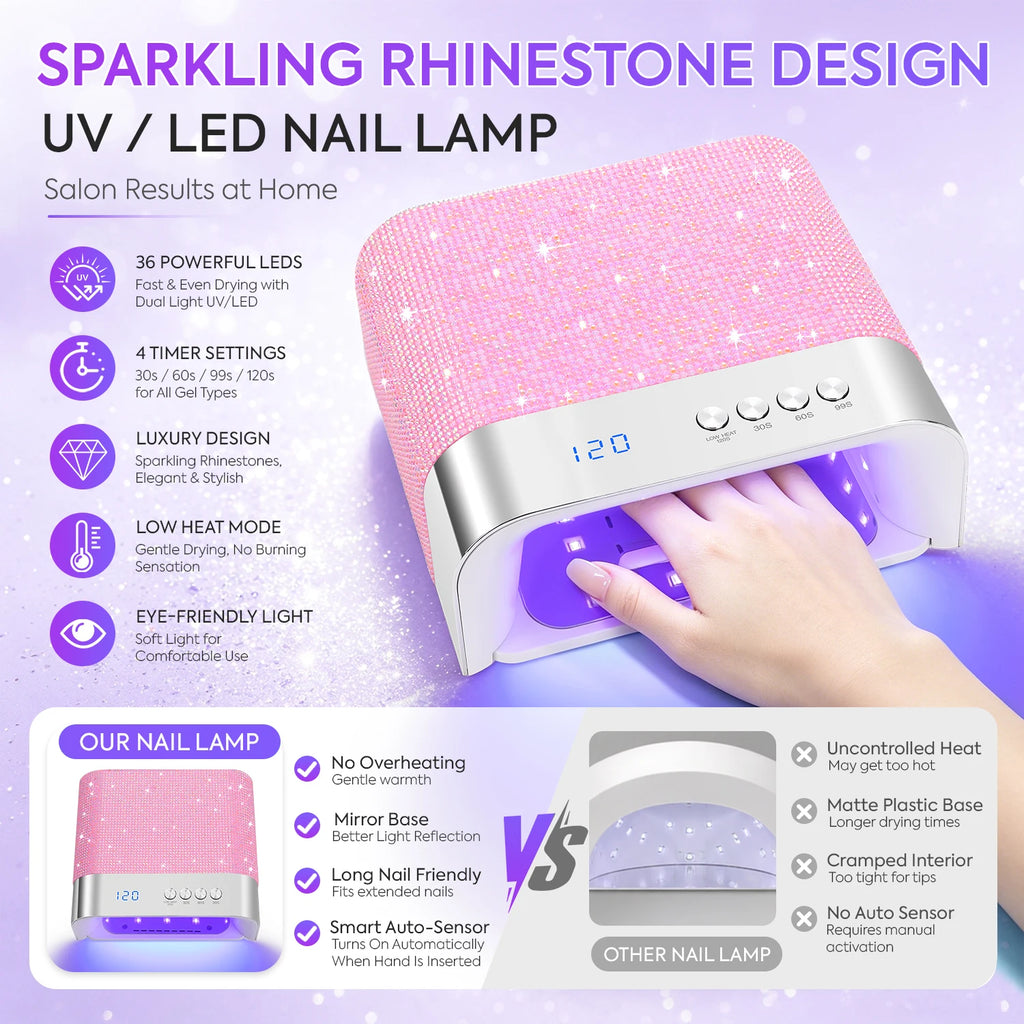 UV LED Nail Lamp 36LEDS Gel Polish Drying Lamp With Automatic Sensing 4 Timer Removable Magnetic Base Plate Manicure Salon Tools