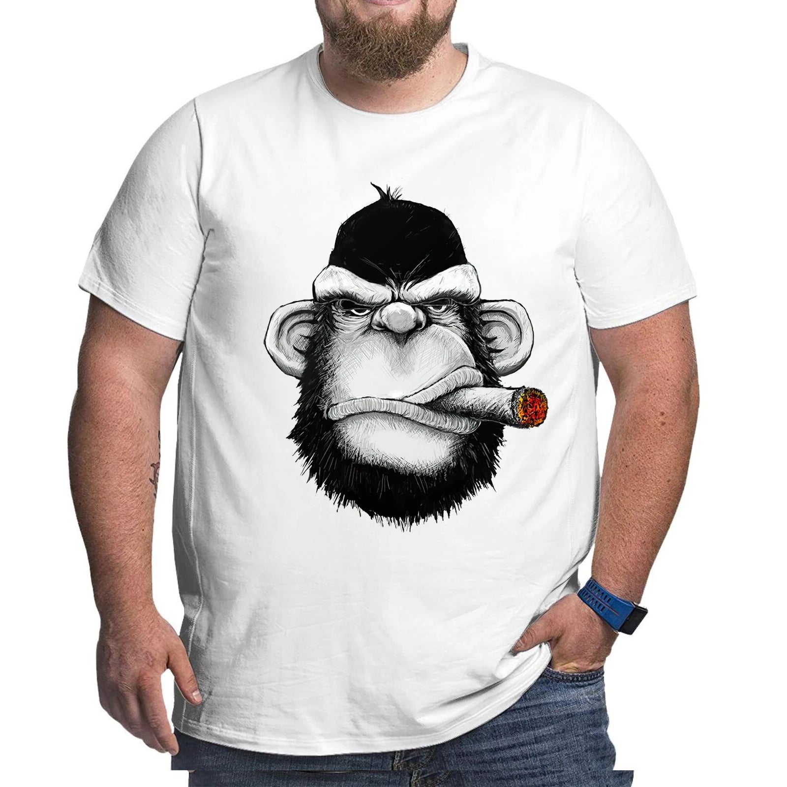 Unique Design Graphic Men T Shirts Plus Size Oversized Cotton T-shirts for Big Man Black Summer Short Sleeves Clothes Tops