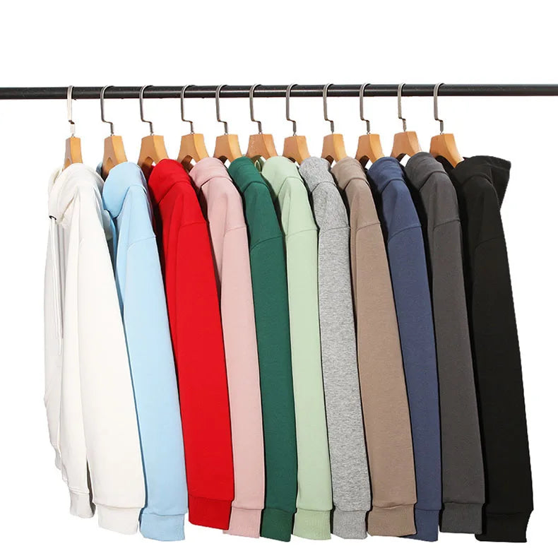 Custom Embroidery Logo Hooded Sweater Men's Loose Size Autumn Cotton Sweatshirt High Quality Tops Male Hip Hop Pullover