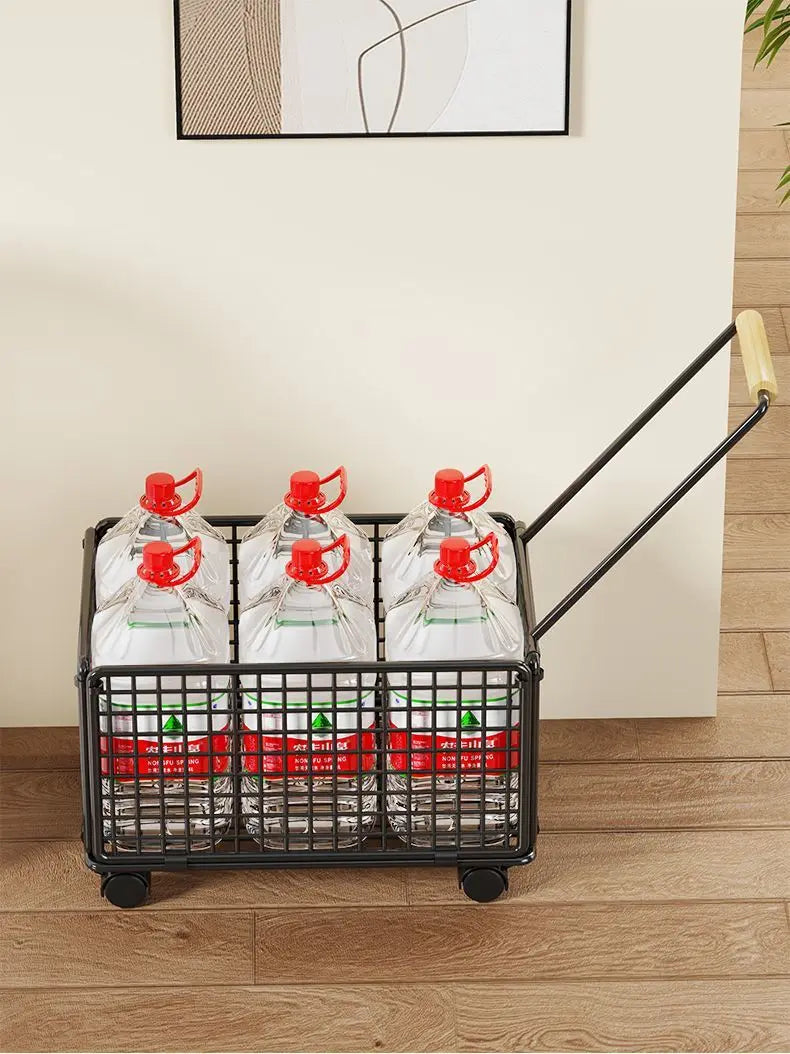 Floor Standing Kitchen Organizer - Single Tier Vegetable Storage Rack with Baskets - Multi-Functional Home Kitchen Shelf