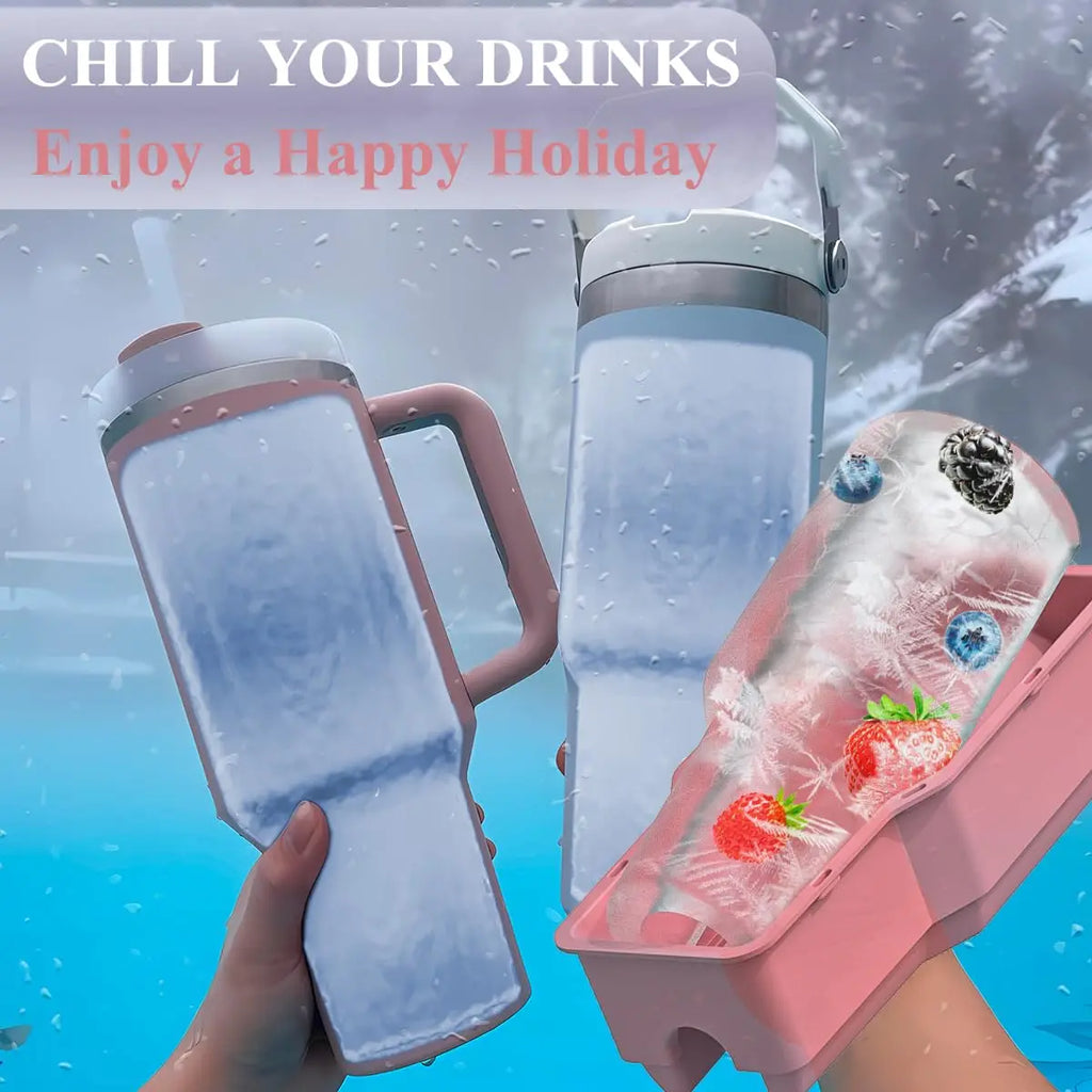 Tumbler Ice Mold for Stanley Cup 30-40 oz - Silicone Cylinder Ice Mold with Lid, Easy Fill and Release Ice Maker for Ice Drink