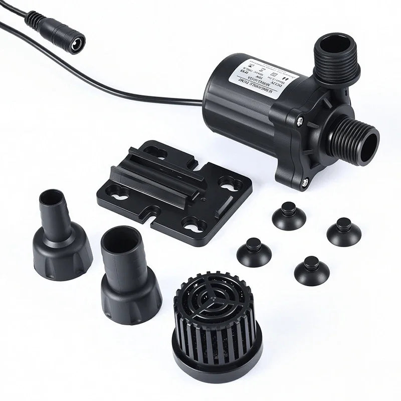 Ultra Quiet Water Pump Mini DC12V Brushless Motor Submersible Aquarium Water Pump Adapter Pond Fountain for Fish Tank Garden
