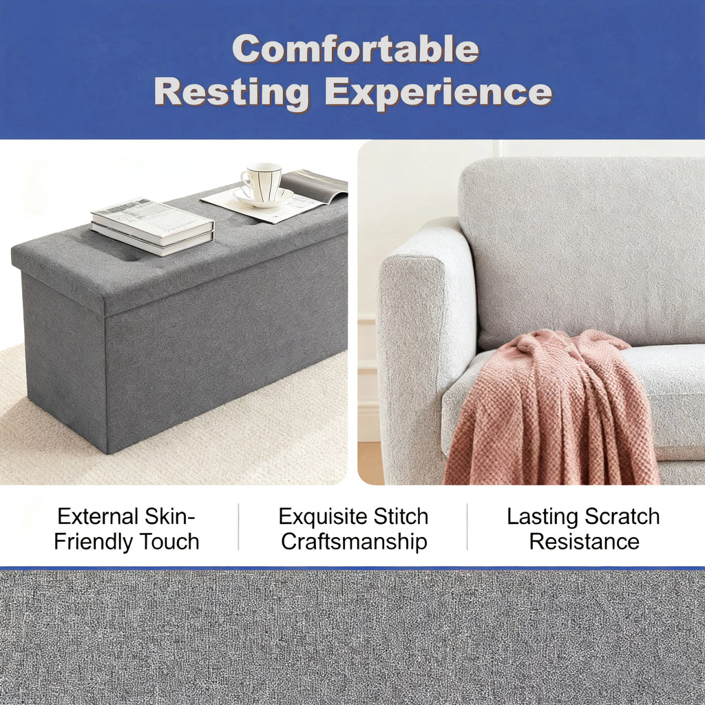 [Multi-Purpose Ottoman Bench] Heavy-Duty Multi-Purpose Folding Storage Ottoman Bench With Seat | Indoor/Outdoor, Space-Saving