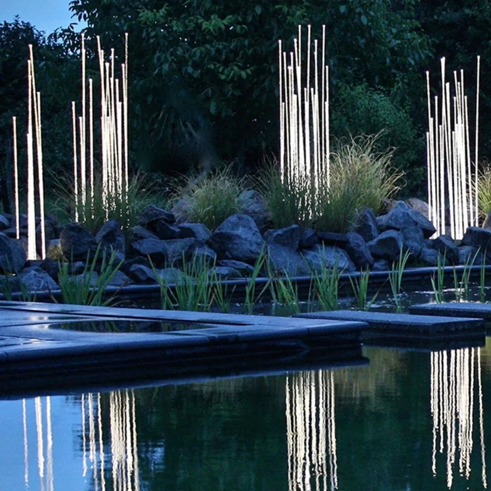Modern simple stainless steel acrylic outdoor lawn lamp, high-grade durable lamp body, garden landscape waterproof reed lamp