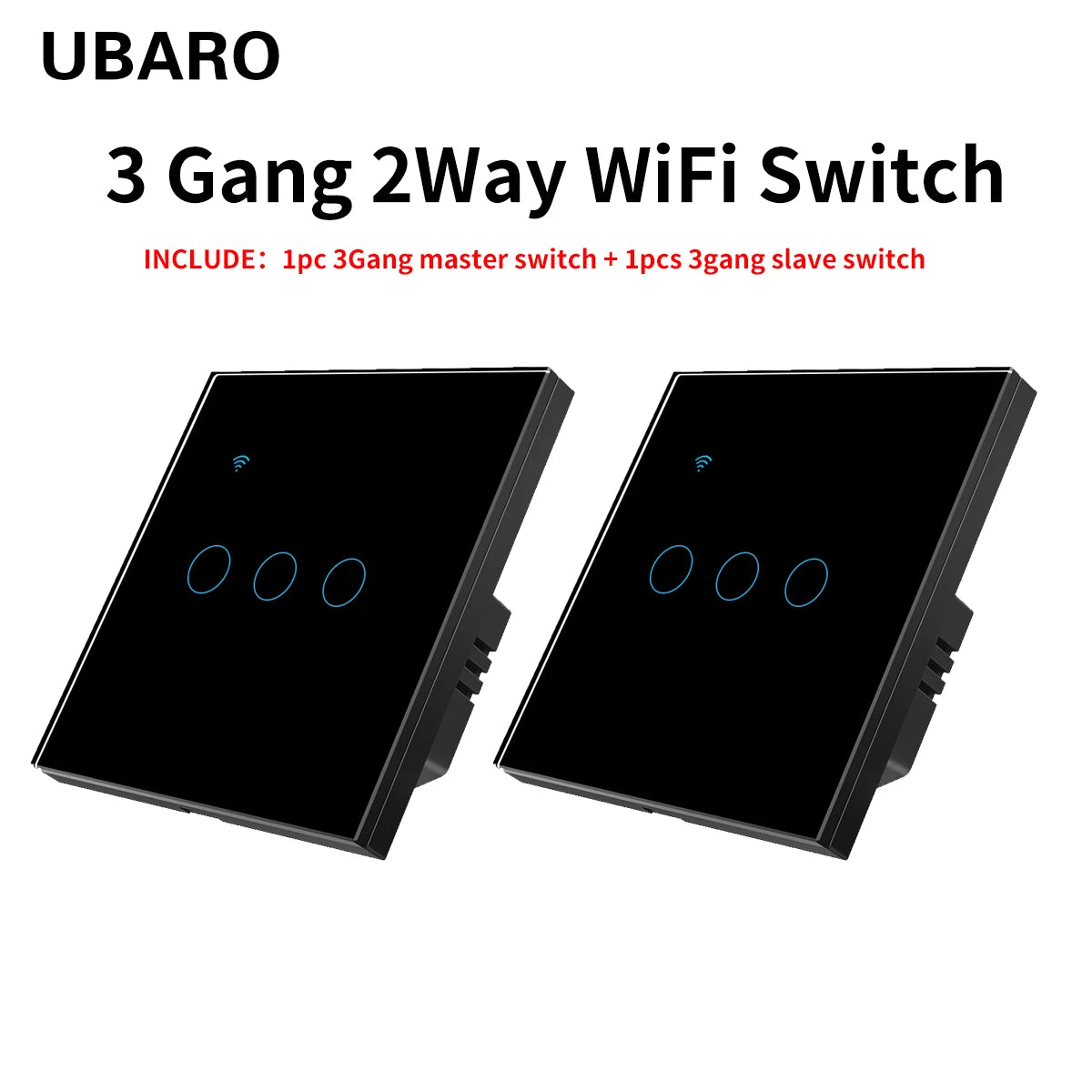 UBARO EU Standard 2 Way Wifi Smart Wall Switch Multi Control Voice Timer Sharing Function Works With Tuya App Home Improvemet