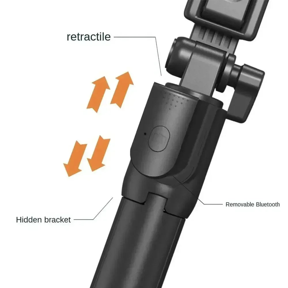 Wireless Selfie Stick with Tripod Stand and Light, Bluetooth Remote, Extendable for iPhone, Mobile Phone, Live Streaming