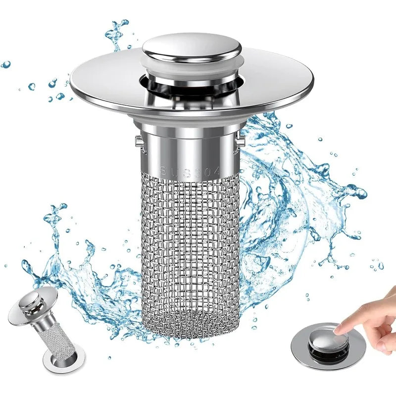 Bathroom Basin Drain Strainer Pop‑Up Removable Stainless Steel Hair Catcher Stopper Insect Proof Odor‑Proof Anti‑Clog Filter