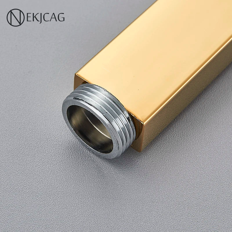 Square Extension Tube Bathroom Shower Faucet Extra Extend Tube Black Golden White Chrome 40/50CM Universal Interface Extend Pipe