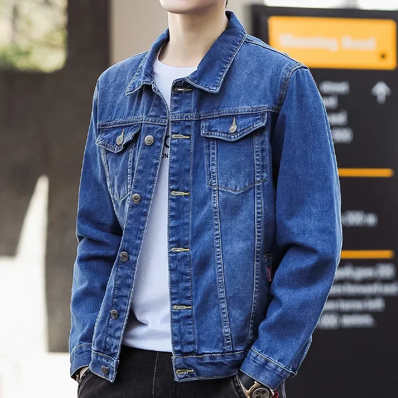 Denim Jacket for Men 2025 New Spring Autumn Casual Trendy Wear Loose Fit Workwear Clothing Wholesale Top Selling Item