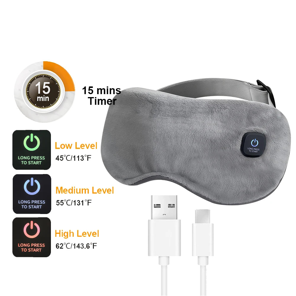 Heated Eye Mask for Dry Eyes Warm Eye Compress Sleeping Mask Light Blocking Washable Eye Heating Pad for Travel Office Home