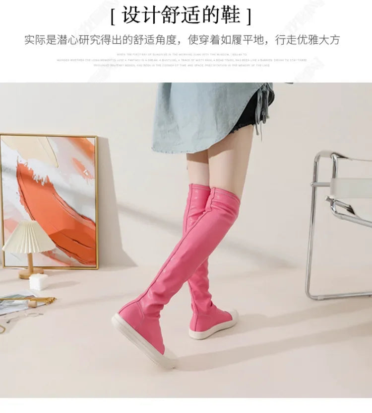 Women's Over-the-knee Boots Sexy  Women Stretch Tight Boots Flat Thick Bottom  Autumn Winter Black Women's Thigh High Boots