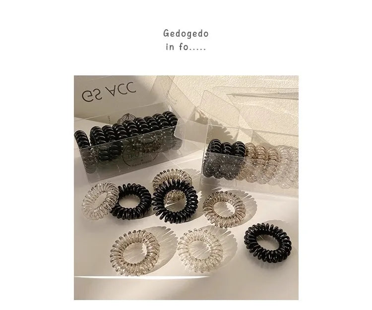 High Grade Gradient Telephone Cable Hairband Feminine Temperament No Harm High Elasticity Durable Rubber Band Hair Rope
