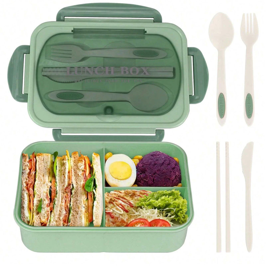 Adult Bento Box with 3 Compartments Lunch Container for Men Women Portable Lunchable Food Storage Back To School Microwave Safe