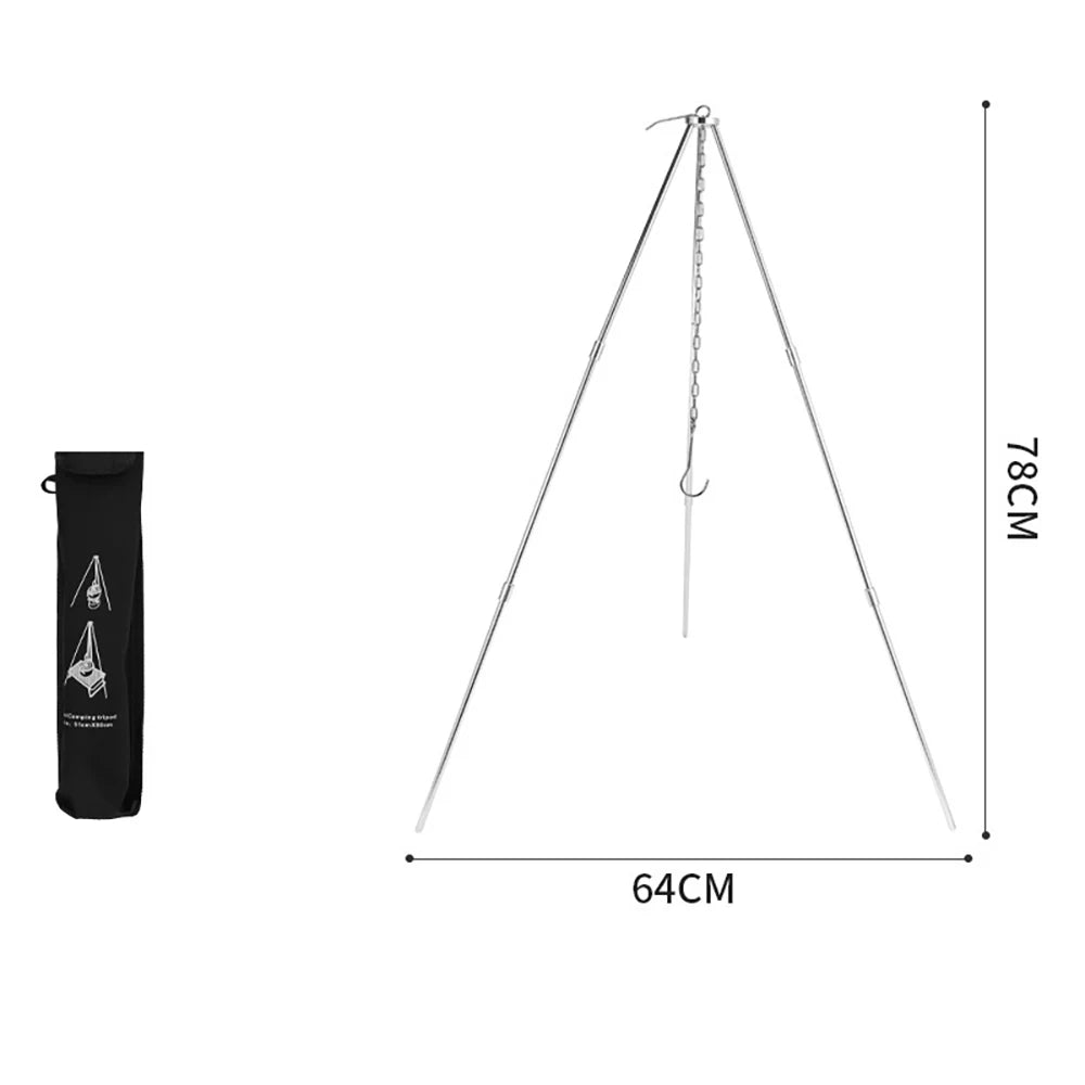 Camping Campfire Tripod for Hanging Pot Outdoor Cookware Picnic Cooking Pot Grill Rack Barbecue Support Aluminum Alloy Tripod