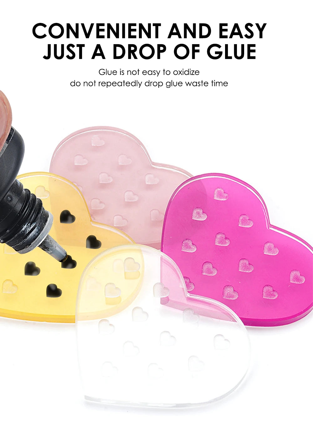 NATUHANA Heart-Shaped Crystal Resin Eyelash Glue Pad, Glass-Like Adhesive Holder Pallet for Lash Extensions, Cute Makeup Tool