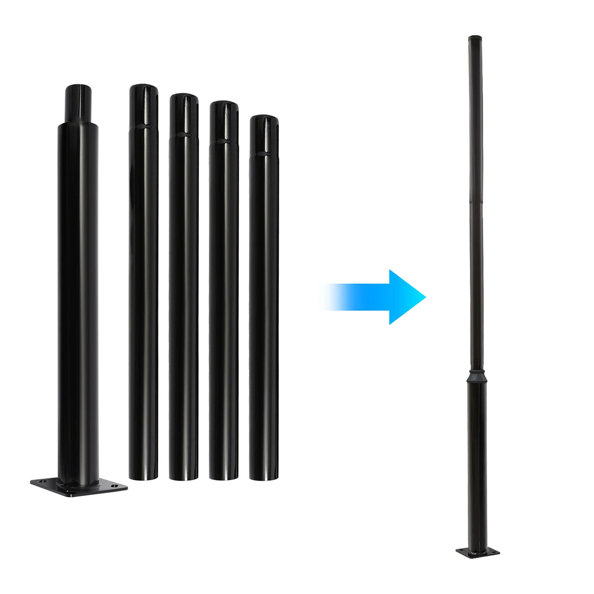 5m Split Outdoor Street Light Pole, Height Split Street Lamp Post for Road, Community and Outdoor Public Lighting 114+76mm Upper & Lower Pole, Economic Model