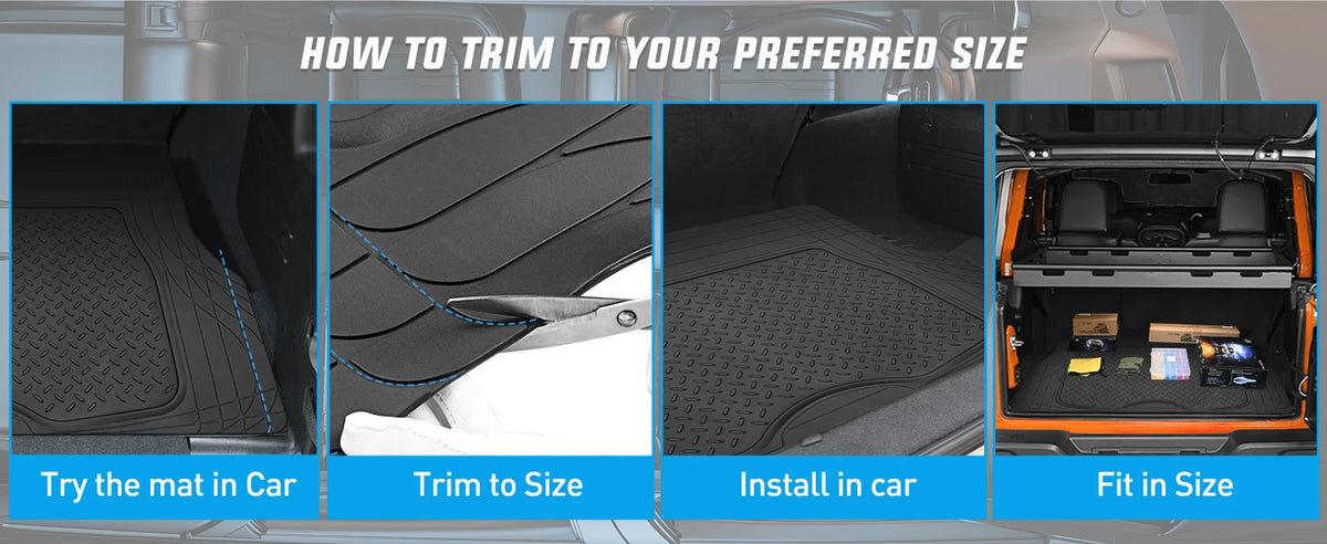 Nilight Rubber Cargo Mats for Cars Trucks SUVs, Universal Trim to Fit for Most Vehicles, All Weather Protection Heavy Duty Cargo Liners
