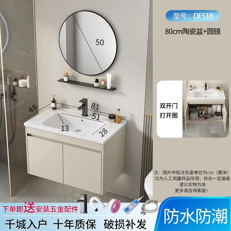 Wall Basin Bathroom Cabinet Set Sink Mirrors Shelves Bathroom Cabinets Storage Organizer Mobile Bagno House Accessories
