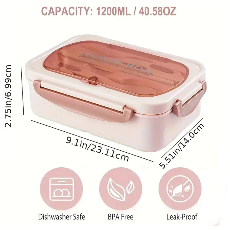 Set Bento Box for Adults, a Food Container for Lunch, Equipped with Tableware, Can Be Placed in a Microwave and Dishwasher