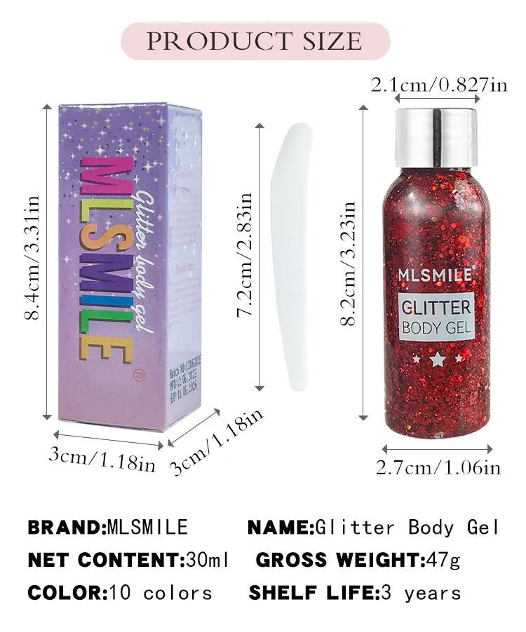 Eye Glitter Nail Hair Body Face Gel Art Waterproof High Gloss Glitter Body Multifunctional Makeup Decoration Party Festival