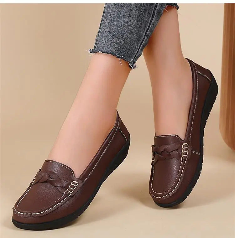 Genuine Leather Fashion Women Flats Outdoor Ballet Flats Moccasins Women's Shoes Retro Women Shoe Oxford Plus Size Zapatos Mujer