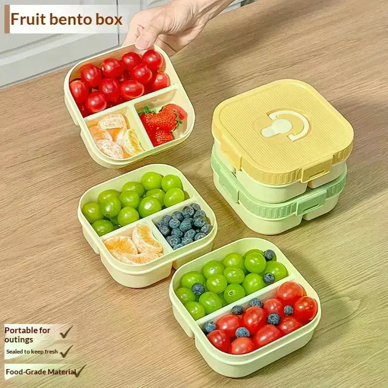 Portable Plastic Lunch Box With Compartment Microwave Safe Fruit Salad Lunch Container Kid Student Leak-proof Bento Box