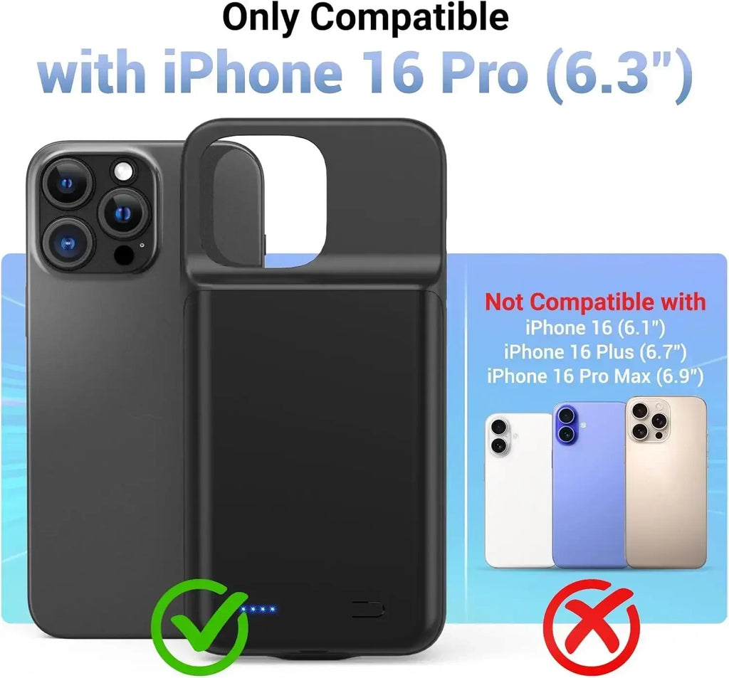 10000mah Smart Portable Battery Charger Case for IPhone 17 Air 12 13 Mini 14 15 Pro Max 16E 16 Plus 11 6 6S 7 8 Power Bank Phone