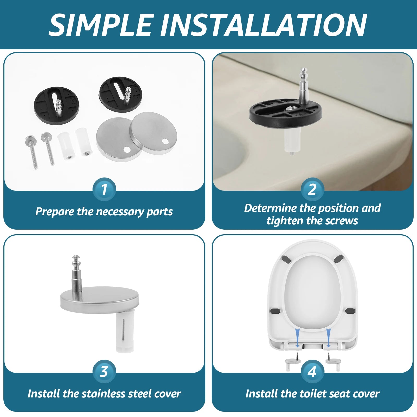 UV-Shaped Toilet Seat Slow Close Quiet Lid Thickened Durable Toilet Lid for Both Adults Children Universal Bathroom Accessories