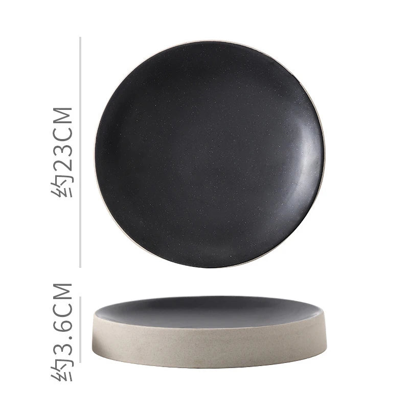 Vintage Round Ceramic Plate Creative Dessert Dim Sum Plate Pastry Plate Steak Plates Sushi Plates Molecular Cuisine Tableware