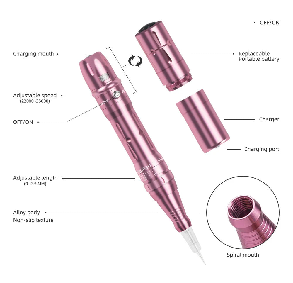 Professional Makeup Tattoo Kit Eyebrow Tattooing, Beauty Contact, Line Tattooing Machine with Dual Batteries for Beginners
