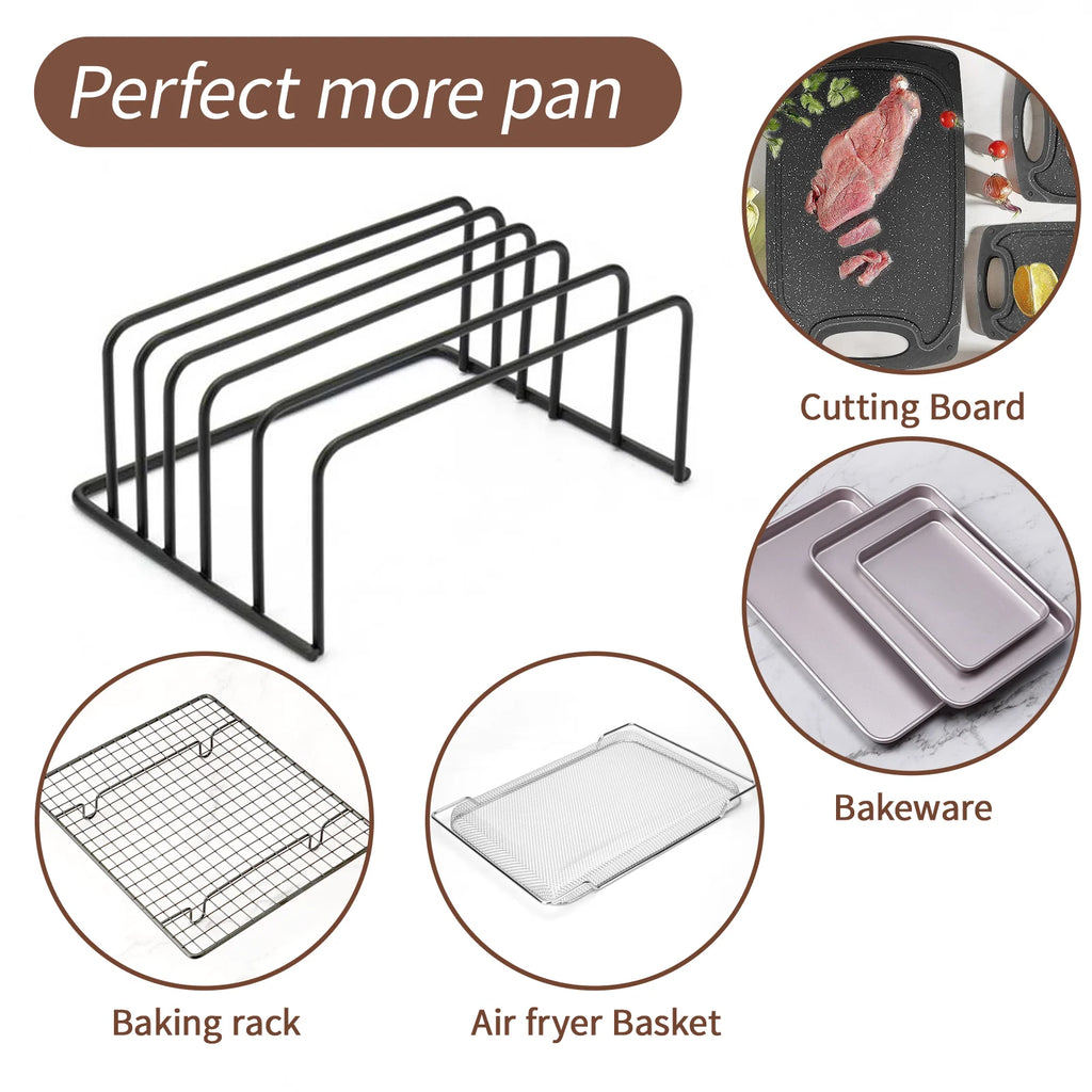 Kitchen Cutting Board Organizer Rack 5-Tier Metal Rack for Cutting Boards, Bakeware, Trays (1pc Black)