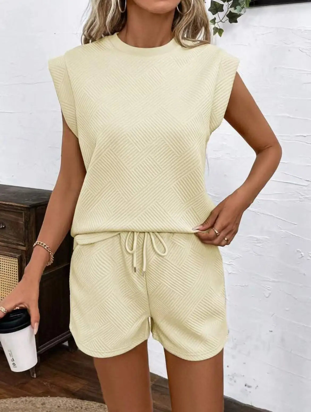 Women Shorts Pant Set Two Piece Sets Round Neck Solid Casual Loose Tops Short Pants Lace Up Elastic Waist Y2k Streetwear 2026